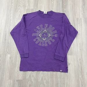 VINTAGE 90s Davenport College of Business Long Sleeve Shirt Size Large L Purple